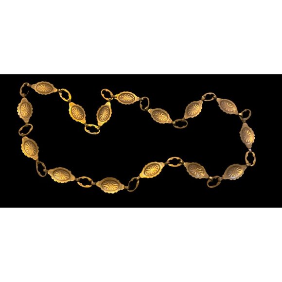 Vintage 1950’s Native American Concho Hammered Copper Concho Belt Necklace 30 in - Picture 2 of 7